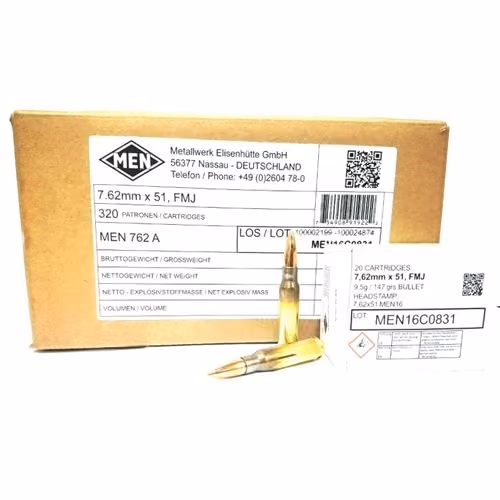 Magtech MEN 7.62x51mm NATO Ammo 150 Grain Full Metal Jacket Magtech MEN 7.62x51mm NATO Ammo 150 Grain Full Metal Jacket-MEN762A $12.99